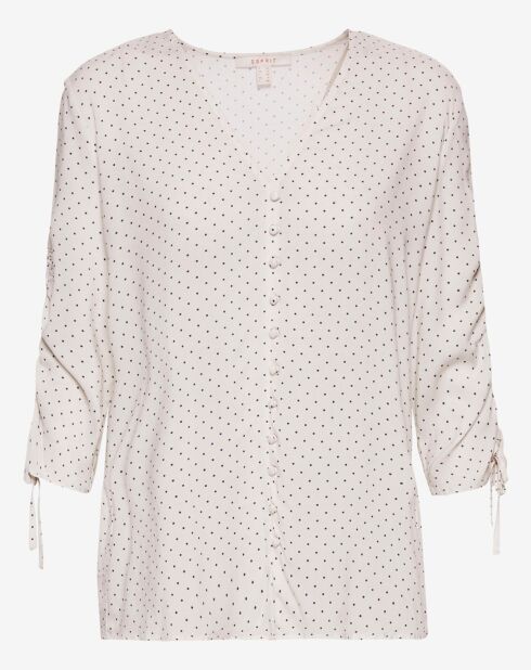 Chemise petit pois fluide blanc/bleu