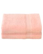 2 rosafarbene Stephanie Duschlaken, 70 x 140 cm