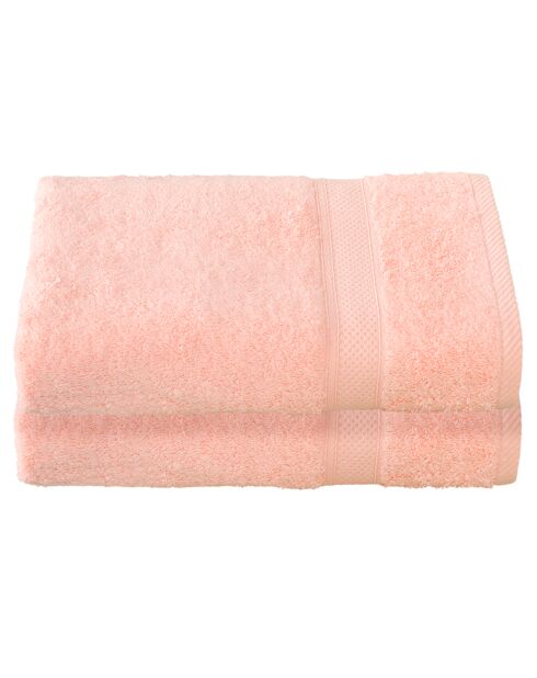 2 rosafarbene Stephanie Duschlaken, 70 x 140 cm