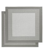 2 Torchons Pied de Poule beige/gris - 66x66 cm