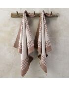 2 Torchons Pied de Poule beige/marron - 66x66 cm
