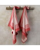 2 Torchons Pied de Poule rouges - 66x66 cm