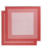 2 Torchons Pied de Poule rouges - 66x66 cm