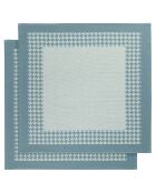 2 Torchons Pied de Poule beige/bleu - 66x66 cm