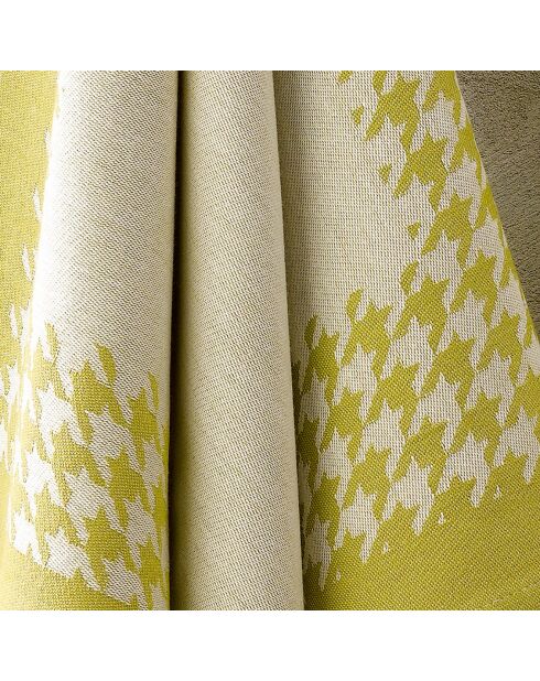 2 Torchons Pied de Poule beige/jaune - 66x66 cm
