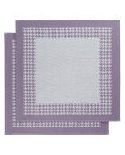 2 Torchons Pied de Poule beige/mauve - 66x66 cm