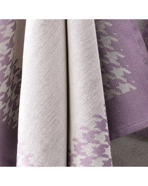 2 Torchons Pied de Poule beige/mauve - 66x66 cm