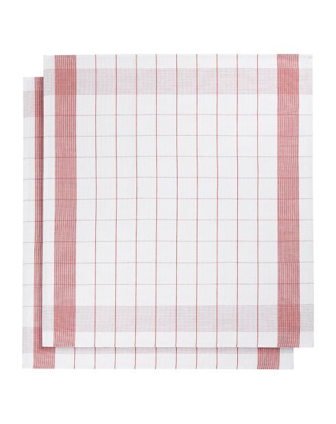 2 Torchons Mixte blanc/rouge - 68x68 cm