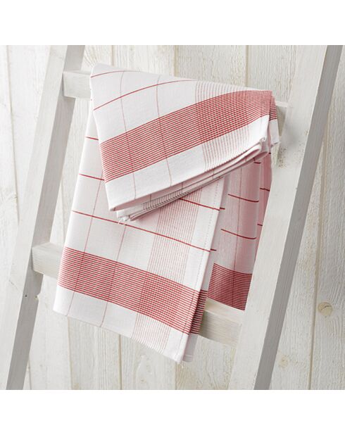 2 strofinacci misti bianco/rosso - 68x68 cm