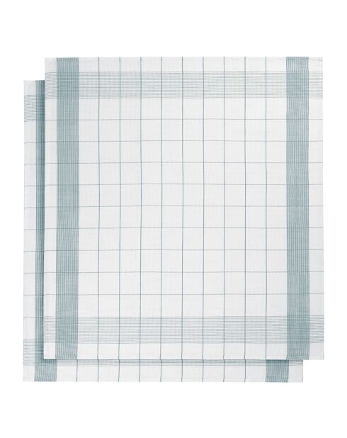 2 Torchons Mixte blanc/bleu - 68x68 cm