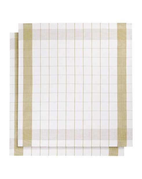 2 strofinacci misti bianco/senape - 68x68 cm