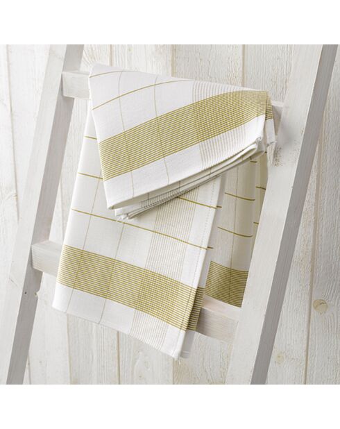 2 strofinacci misti bianco/senape - 68x68 cm