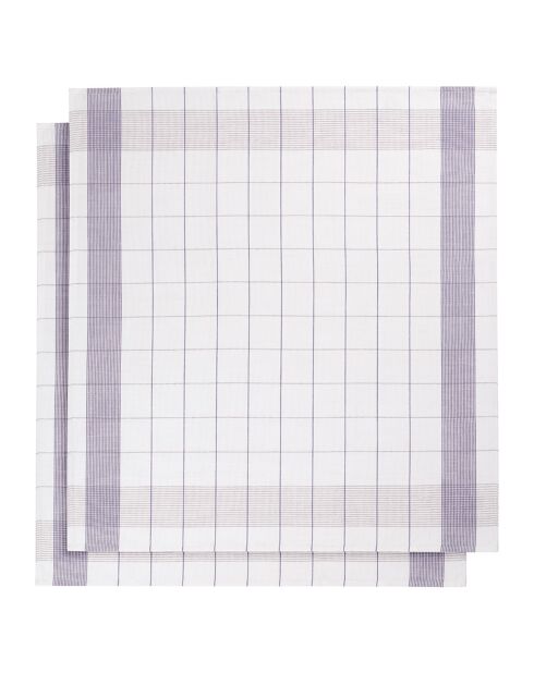 2 Torchons Mixte blanc/mauve - 68x68 cm