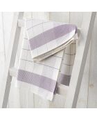 2 Torchons Mixte blanc/mauve - 68x68 cm