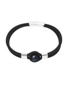 Bracciale doppio in argento e perle d'acqua dolce nere