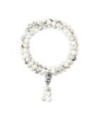 Braccialetto protettivo tibetano in argento a triplo rango in howlite bianca
