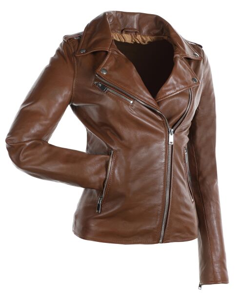 Perfecto en Cuir Laalia camel