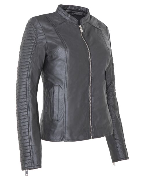 Veste en Cuir Laila noire