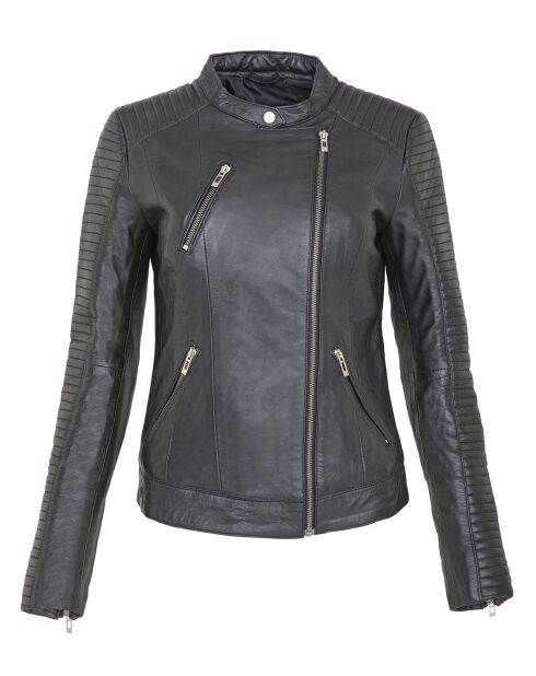 Veste en Cuir Lambertine noire