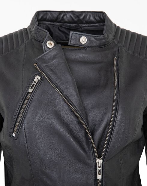 Veste en Cuir Lambertine noire