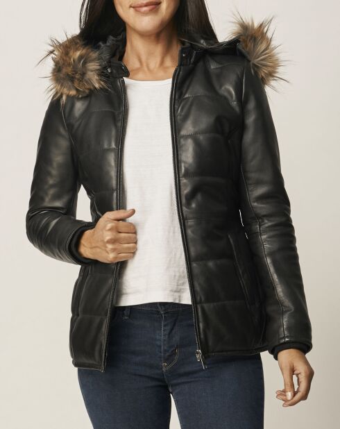 Doudoune en Cuir Landeline noire