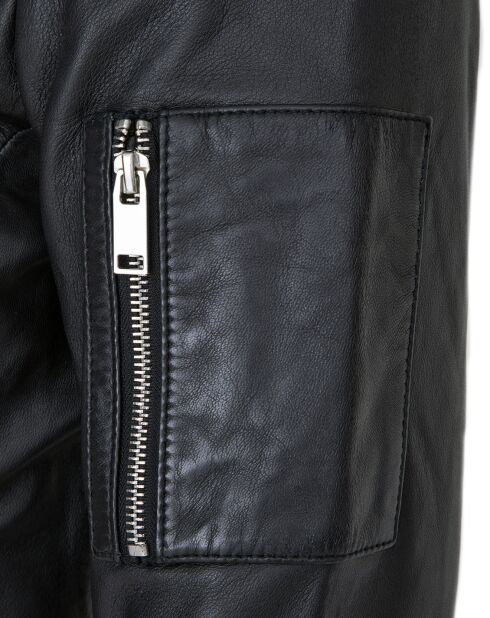 Bombers en Cuir Laude noire