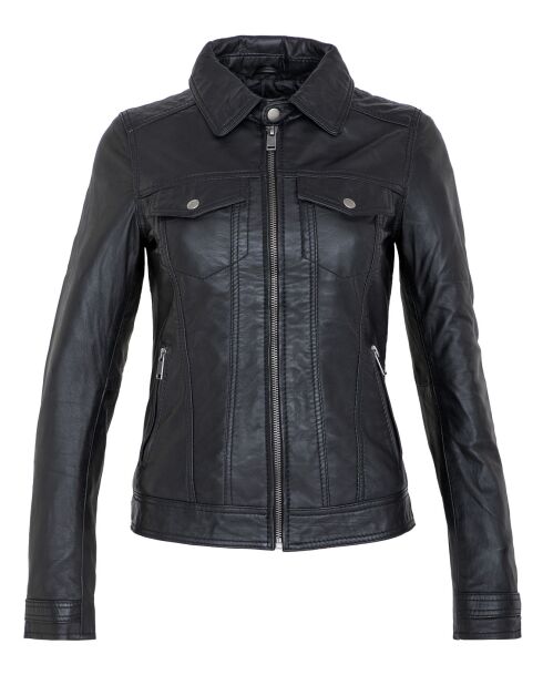 Veste en Cuir Laudine noire