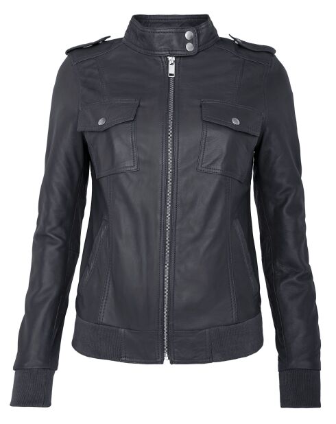 Veste en Cuir Leire noire