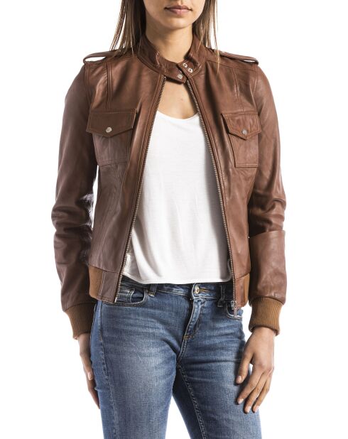 Veste en Cuir Leire camel