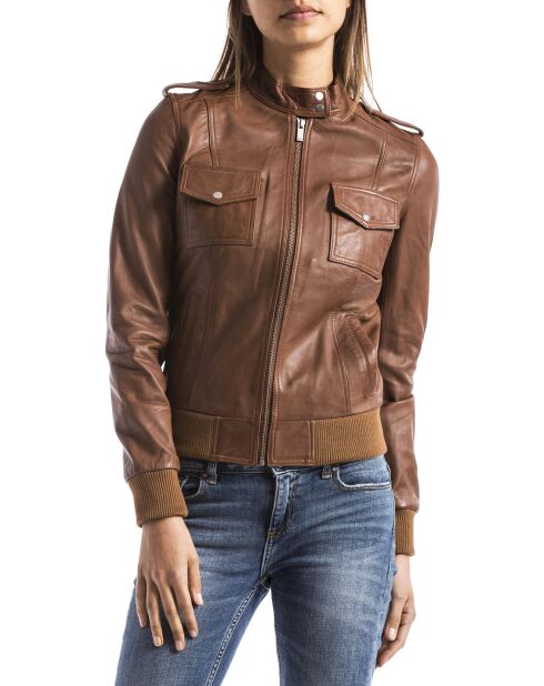 Veste en Cuir Leire camel