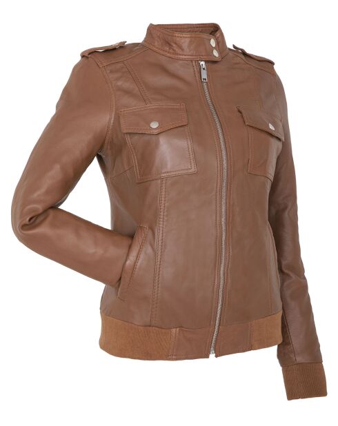 Veste en Cuir Leire camel