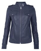 Veste en Cuir Leire bleu marine
