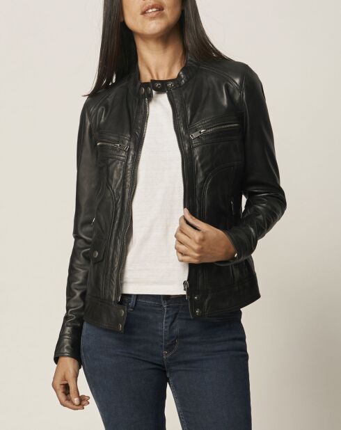Veste en Cuir Lenka noire