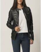 Veste en Cuir Leyina noire