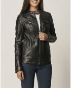 Veste en Cuir Leyina noire
