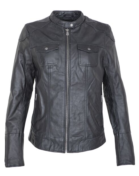 Veste en Cuir Leyina noire