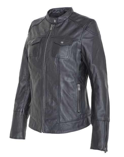 Veste en Cuir Leyina noire