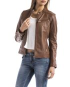 Veste en Cuir Lika camel