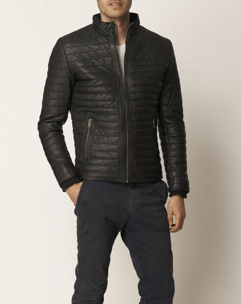 Veste en Cuir Lion noire