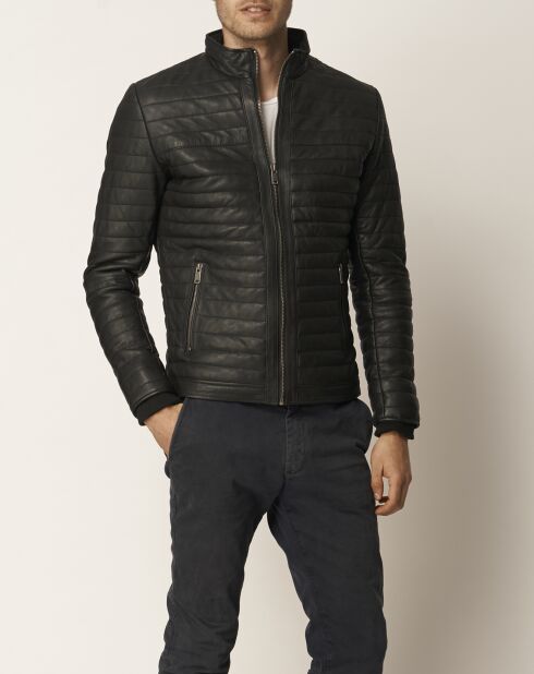 Veste en Cuir Lion noire