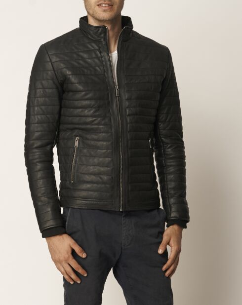 Veste en Cuir Lion noire