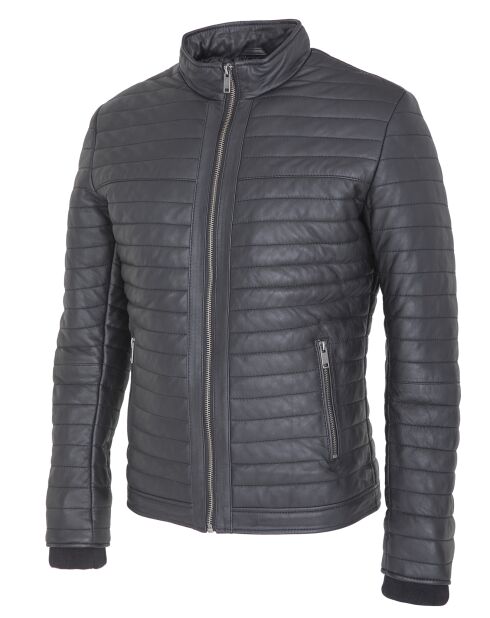 Veste en Cuir Lion noire
