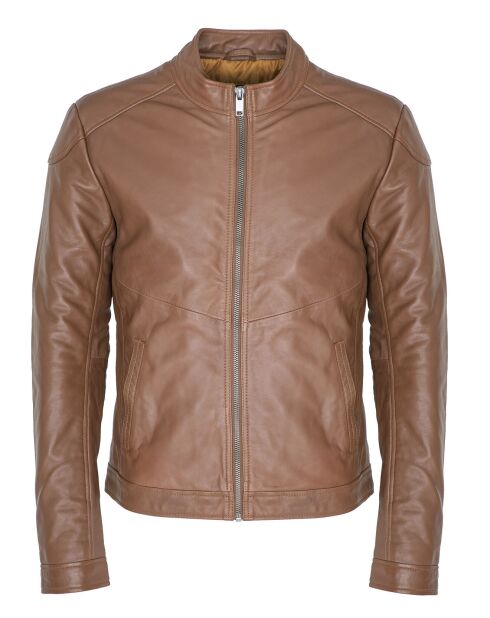 Camelkleurige leren jas Liroy