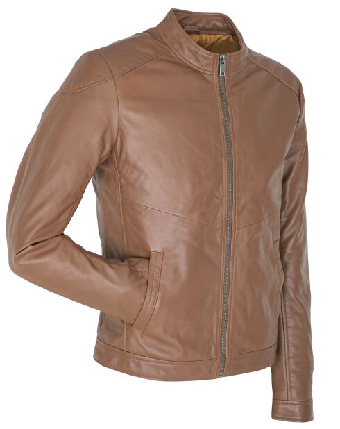 Camelkleurige leren jas Liroy
