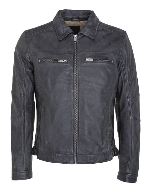 Veste en Cuir Lothaire noir vieillis