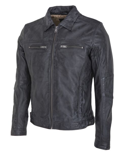 Veste en Cuir Lothaire noir vieillis