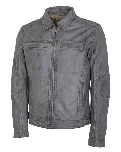 Veste en Cuir Lothaire gris vieillis