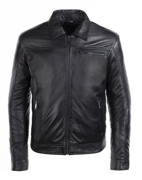 Veste en Cuir Louckas noire