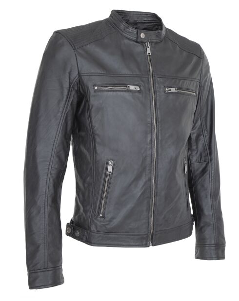 Veste en Cuir Luban noire
