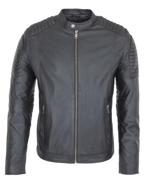 Veste en Cuir Ludwin noire